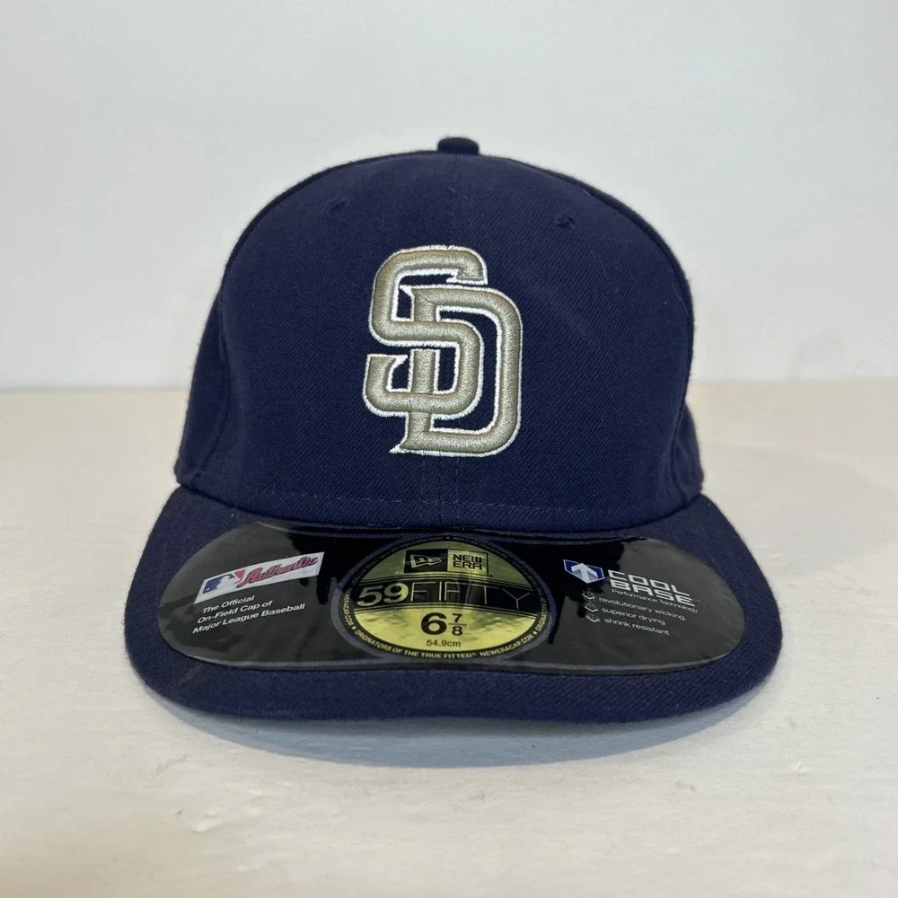 New Era San Diego Padres Hat 6 7/8 Blue Logo Authentic 59Fifty Cap Cool Base